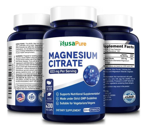 Ultra Citrato De Magnesio Puro 800mg 200u-soporte Cognitivo