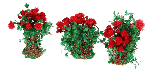 Flor En Miniatura De 3 Piezas Para Modelo De Flor Rosa