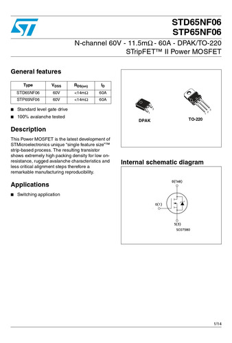 Mosfet Canal N 60v 60a St Microelectronics Stp65nf06