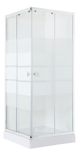 Shower Door Con Receptaculo 80x80 Line White / Dechaus