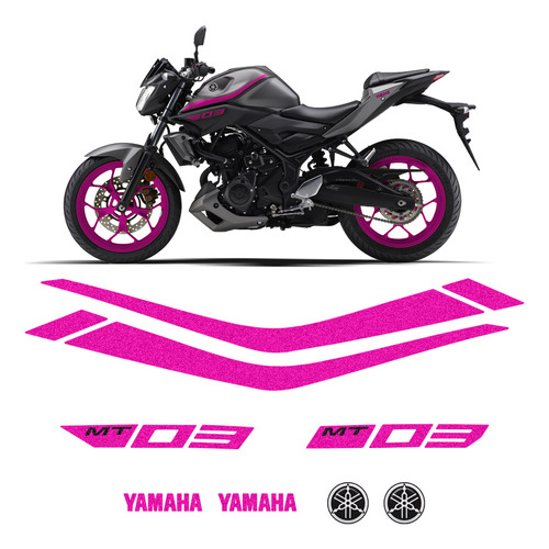 Faixas Yamaha Mt-03 2019/2020 Adesivo Rosa/pink Refletivo
