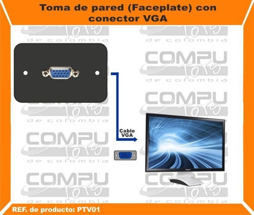 Imagen 2 de 6 de Faceplate De Pared: Vga X 1 Ref: Ptv01 Computoys Sas