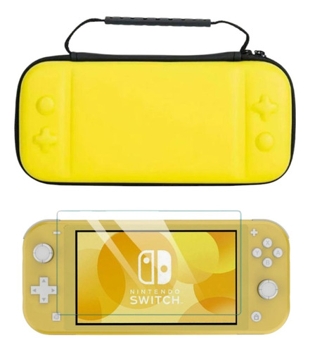 Estuche Rigido Amarillo Nintendo Switch Lite+vidrio Templado