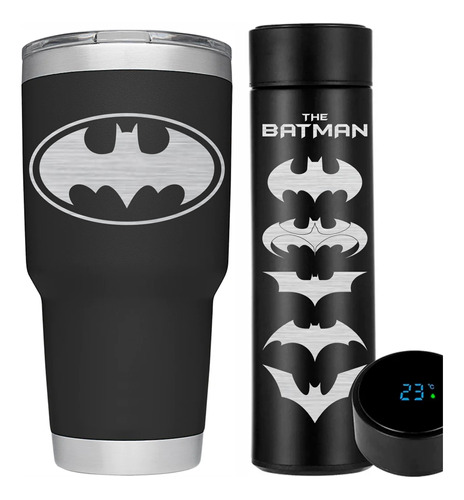 The Batman Kit Termo Digital Más Termo 30oz Acero Inoxidable