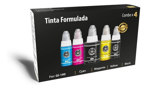 Tinta Canon 190 Formulada Kit Por 5 G2100 G3100 G4100+ Resma