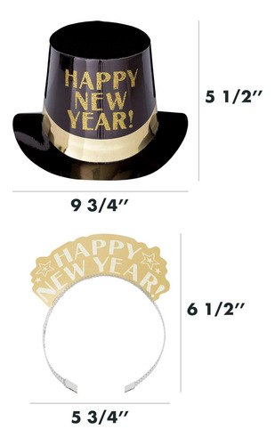 Kit Fiesta De Año Nuevo Silbatos Tiaras Y Sombreros 200 Pz