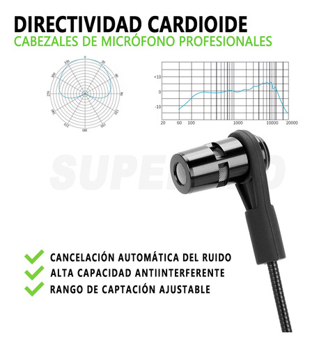 Micrófono Superadd Kx-632 De Acordeón Bajo Consumo