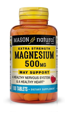 Mason Natural | Magnesium Magnesio | 500mg | 100 Tablets