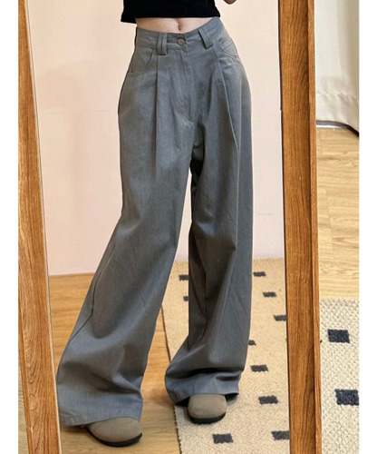 Deeptown Baggy Coreano Y2k Gris Jeans Casual Pierna Ancha