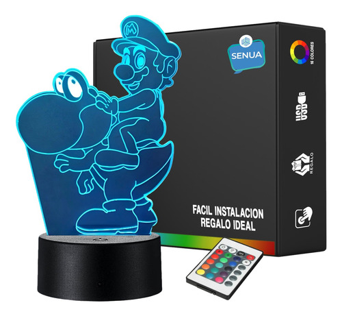 Lámpara De Noche Led Super Mario Yoshi Regalo Holograma