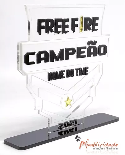 Luminária Ou Troféu Free Fire Personalizado Com Led 15x15cm