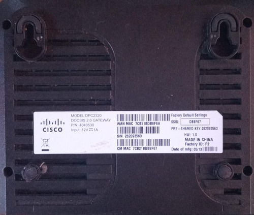 Módem Router Cisco Dpc2320 (cu4) Negro (Usado)