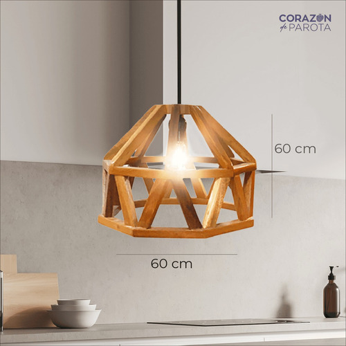 Lámpara Colgante Moderna De Parota - Octagonal- Envío Gratis