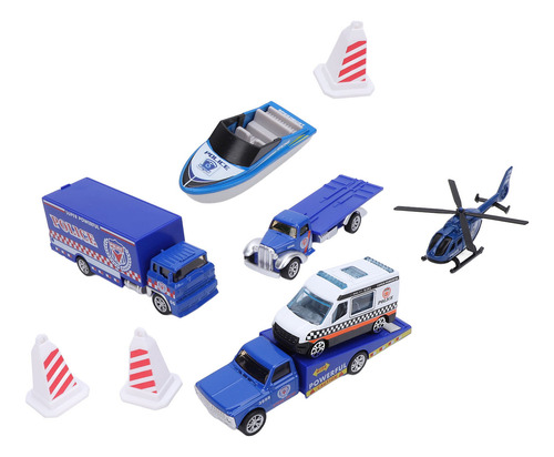 Juego De 6 Juguetes Blue Emergency Playset Para Coche De Bom