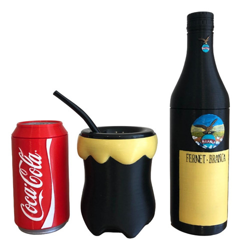 Set Mate Fernet Branca Yerbera, Azucarera Y Mate C/ Bombilla
