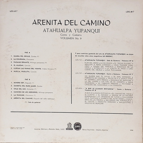 Atahualpa Yupanqui - Arenita Del Camino - Vinilo Estándar (Usado)