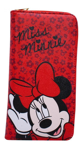 Carteira De Mão Rosto Minnie Mouse Vermelha Grande Original