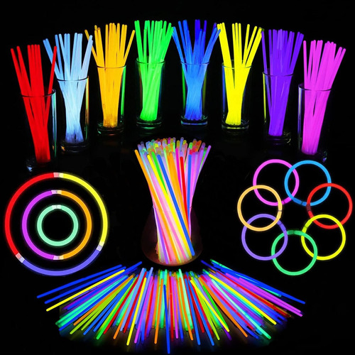 100 Pulseras Neón Fosforescente Glow Stick Fiestas Eventos