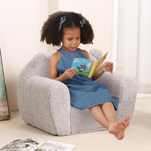 Silla De Sherpa Suave Y Cómoda Para Niños Color Gris