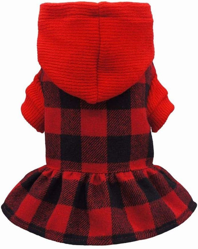  Knitted Plaid Dog Dress Hoodie Sweatshirts Pet Clothes...