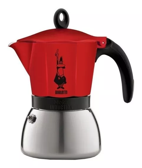 Cafetera Bialetti Moka Induction 6 Tz Manual Roja Italiana