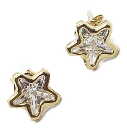 Aretes De Estrella Zirconia Blanca De Oro Laminado +est. E3