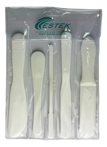 Kit Com 5 Espátulas Estek Creme Cera Estetica Profissional