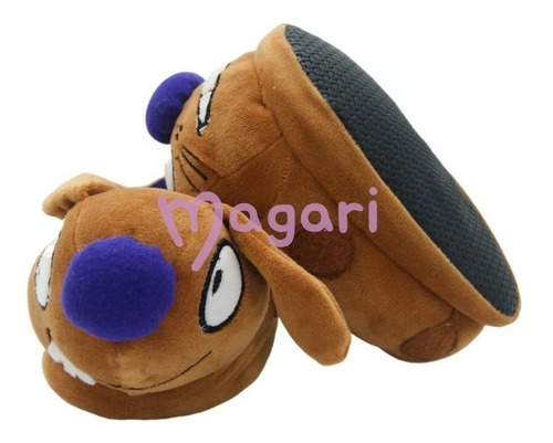 Pantuflas Gato Perro Catdog Marrón Cómodas Pantufla