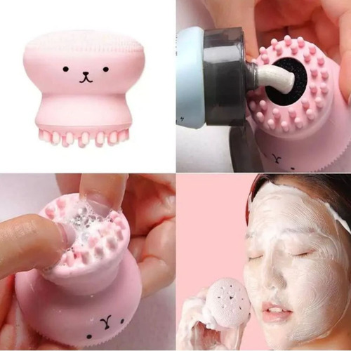 Cepillo Limpiador Exfoliante Facial Forma De Pulpo(3 Piezas)