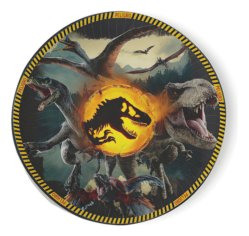 Plato Jurassic World X8u - Cotillón Waf Color Verde