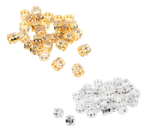 60pcs Cuffs Metal Beads Diy Peinado - Plata + Oro