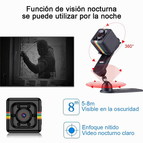 Imagen 5 de 10 de Cámara Hd Mini Cámara De Visión Nocturna Deportiva Impermeab