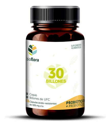 Bioflora Probióticos + Prebiótico 30 Billones (35 Caps)