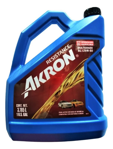 Akron Multigrado 25w-50 Para Motores A Gasolina 3.785 L