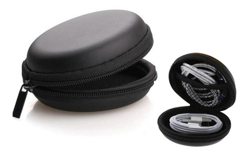 Imagen 1 de 4 de Estuche Auriculares Accesorios De  8cm Semi Rigido Negro 