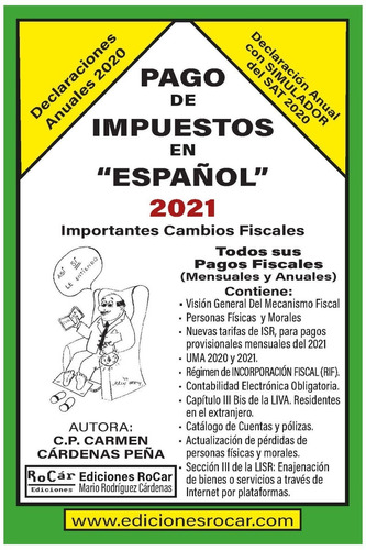 Libro Pago De Impuestos En Español 2021. Editorial Rocar.