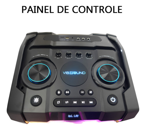 Caja de sonido potente torre 2500W RMS portátil Bluetooth FM USB 127/220V Vibe Sound VS007 V12 Tower