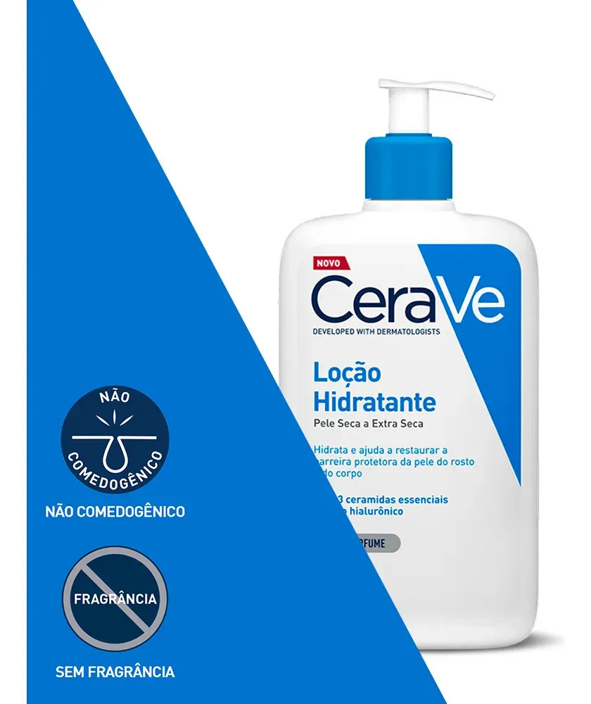 Loção Hidratante Corporal Sem Perfume, com Ceramidas Essenciais e Ácido Hialurônico, Textura Fluida CeraVe 473ml