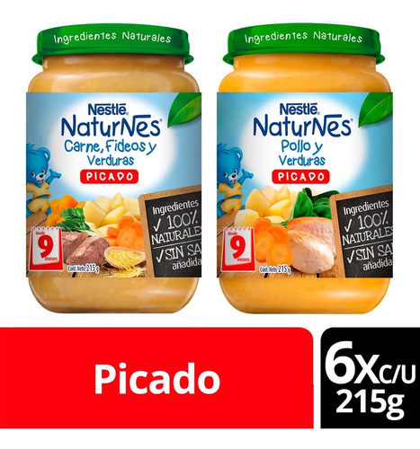 Picado Nestlé® Naturnes® Pollo Y Carne Frasco 215g X12