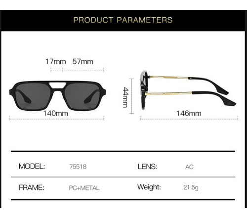 Gafas De Sol Cuadradas Unisex De Verano Con Protección Uv400