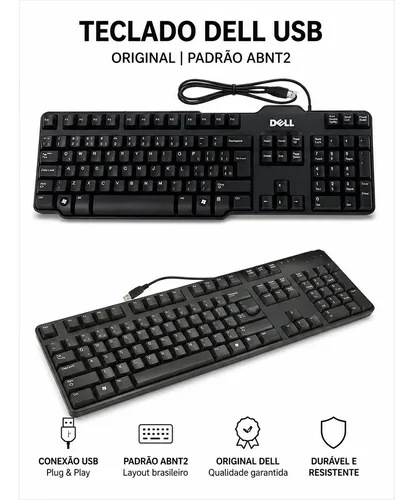 【こぉたろぃ】DELL E2014HF 　３台セット Teclado Dell Perfil Alto Usb Original Conforto Durabilidade
