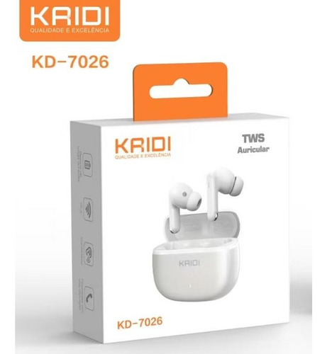 Fone Bluetooth Sem Fio Tws Kaidi Branco Kd-7026 Branco