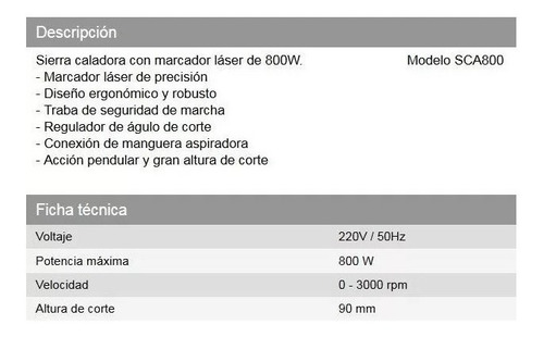 Sierra Caladora Daihatsu Sca 800w Guia Laser Envio 6 Cuotas