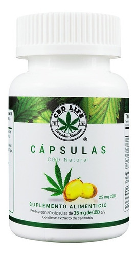 Cápsulas Cbd Life Natural De 25mg X 30 Caps Suplemento 