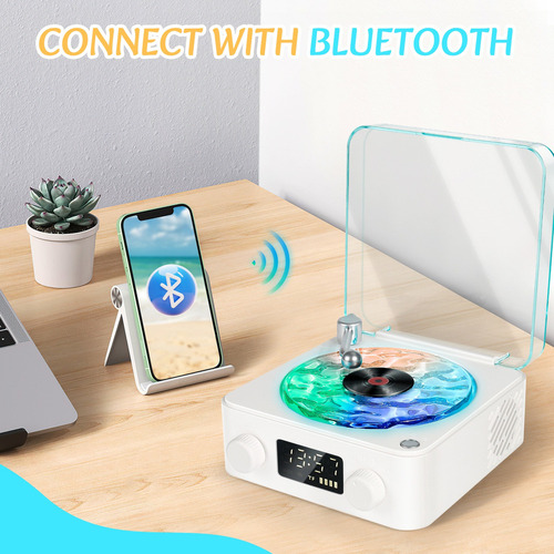 Altavoz Retro De Vinilo Con Reproductor De Discos