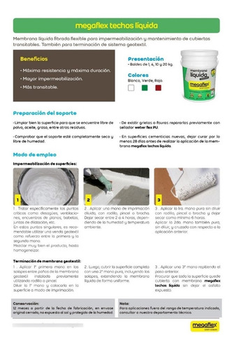 Imagen 2 de 5 de Megaflex Membrana Liquida Transitable X 20 Kg Blocke
