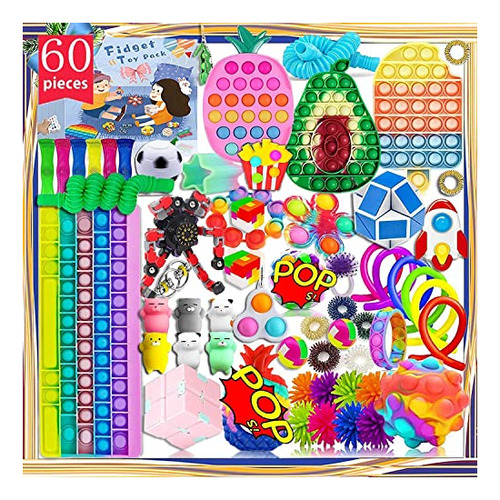 60 Pcs Fidget Packs Fidget Juguete Set Anti-anxiety Dl1wb