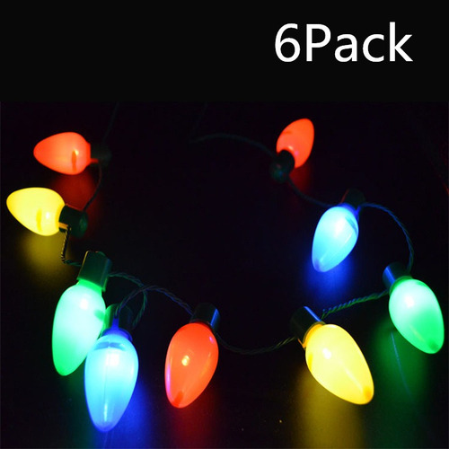 6 Piezas De Navidad Halloween Collar De Luz Led Suministros