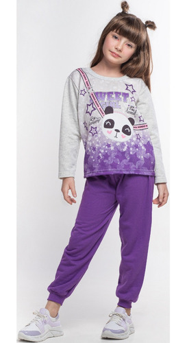 Conjunto De Moletom Infantil Menina Mundo Mania 2512 - 4 6 8