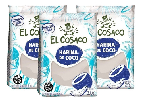 Harina De Coco Sin Tacc En Polvo El Cosaco Bolsa X 200 Gr X3